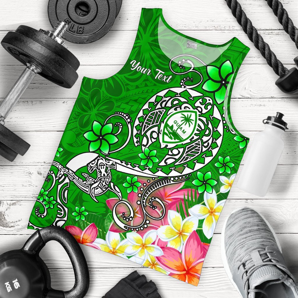 Guam Custom Personalised Men's Tank Top - Turtle Plumeria (Green) Green - Polynesian Pride