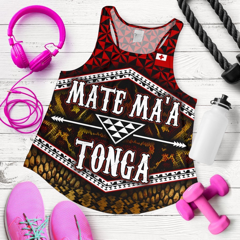 Mate Ma'a Tonga Women's Racerback Tank Red - Polynesian Pride