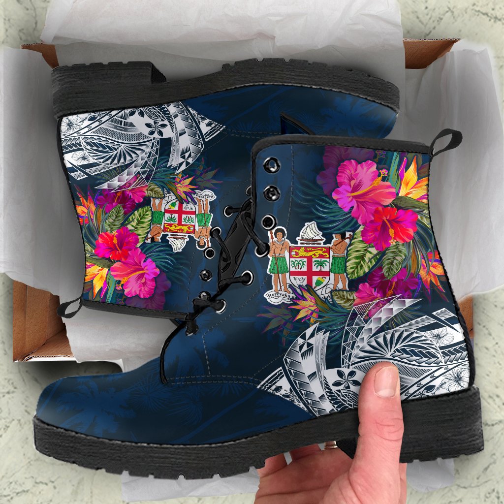 Fiji Leather Boots - Fiji Summer Vibes Blue - Polynesian Pride
