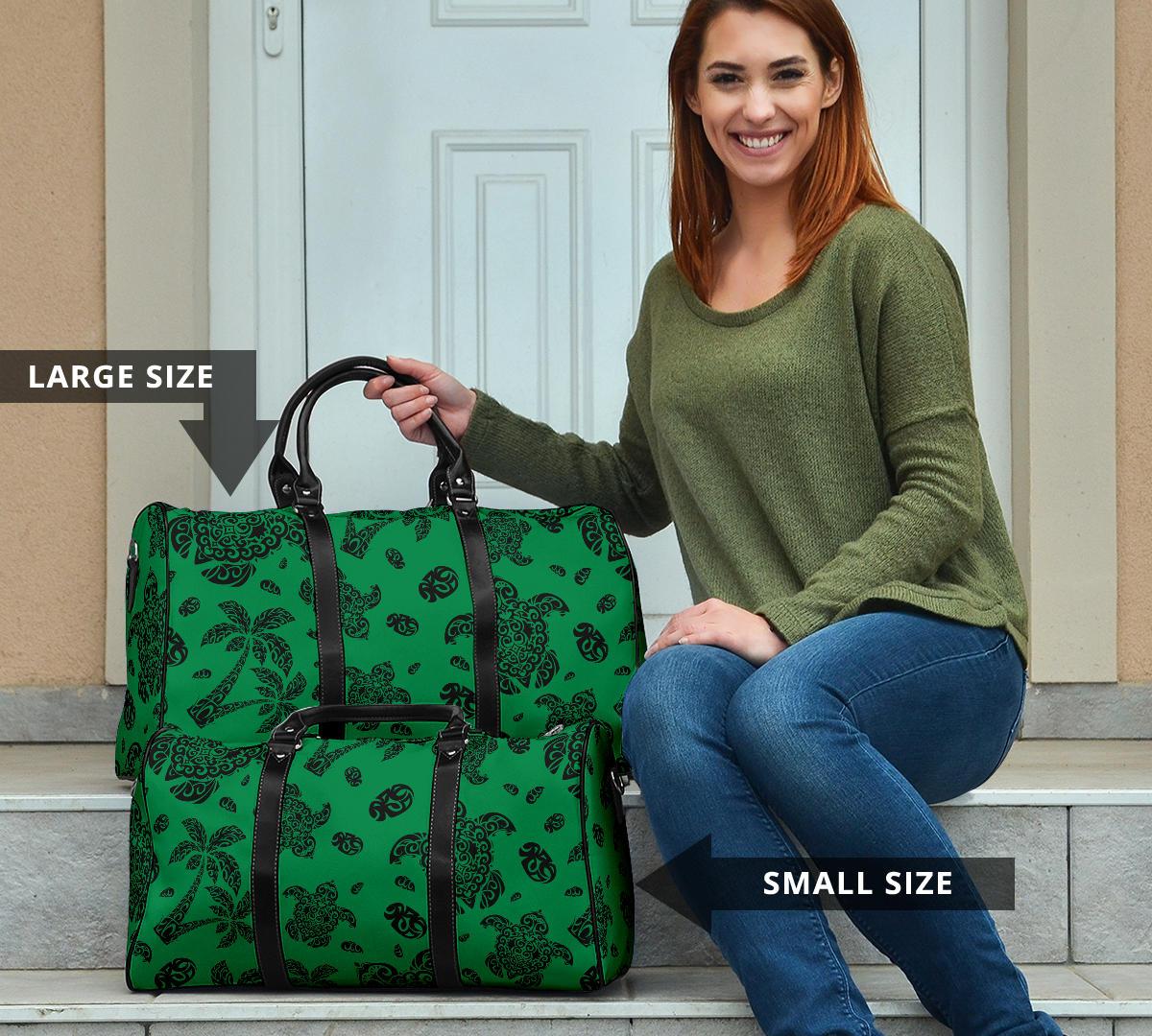 Polynesian Turtle Palm And Sea Pebbles Green Hawaii Travel Bag - Polynesian Pride