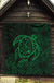 Hawaii Turtle Kanaka Map Hibiscus Poly Premium Quilt - Green - Polynesian Pride