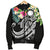 Nauru Polynesian Men's Bomber Jacket - Summer Plumeria (Black) - Polynesian Pride