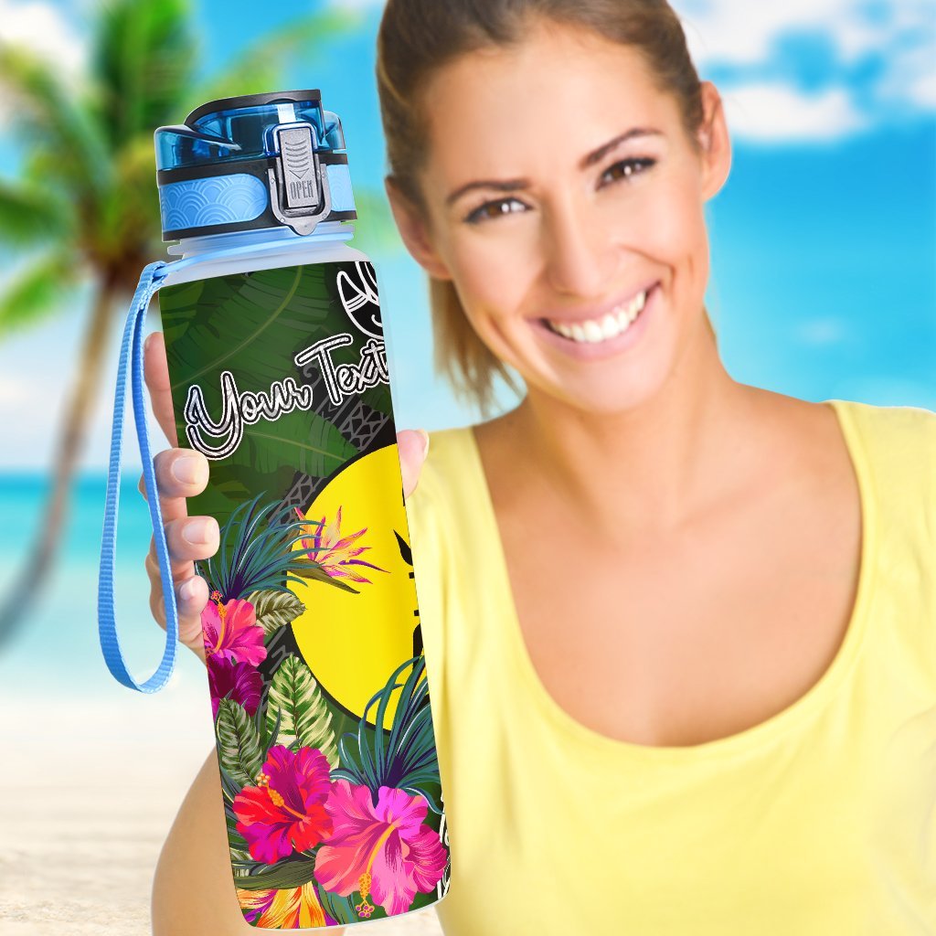 New Caledonia Custom Personalised Hydro Tracking Bottle - Turtle Plumeria Banana Leaf - Polynesian Pride