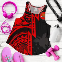 Polynesian Guinea Women's Racerback Tank - Moana Maui Tattoo With Coat Of Arm Guinea Red Art - Polynesian Pride