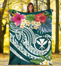 Polynesian Hawaii Kanaka Maoli Premium Blanket - Summer Plumeria - Polynesian Pride