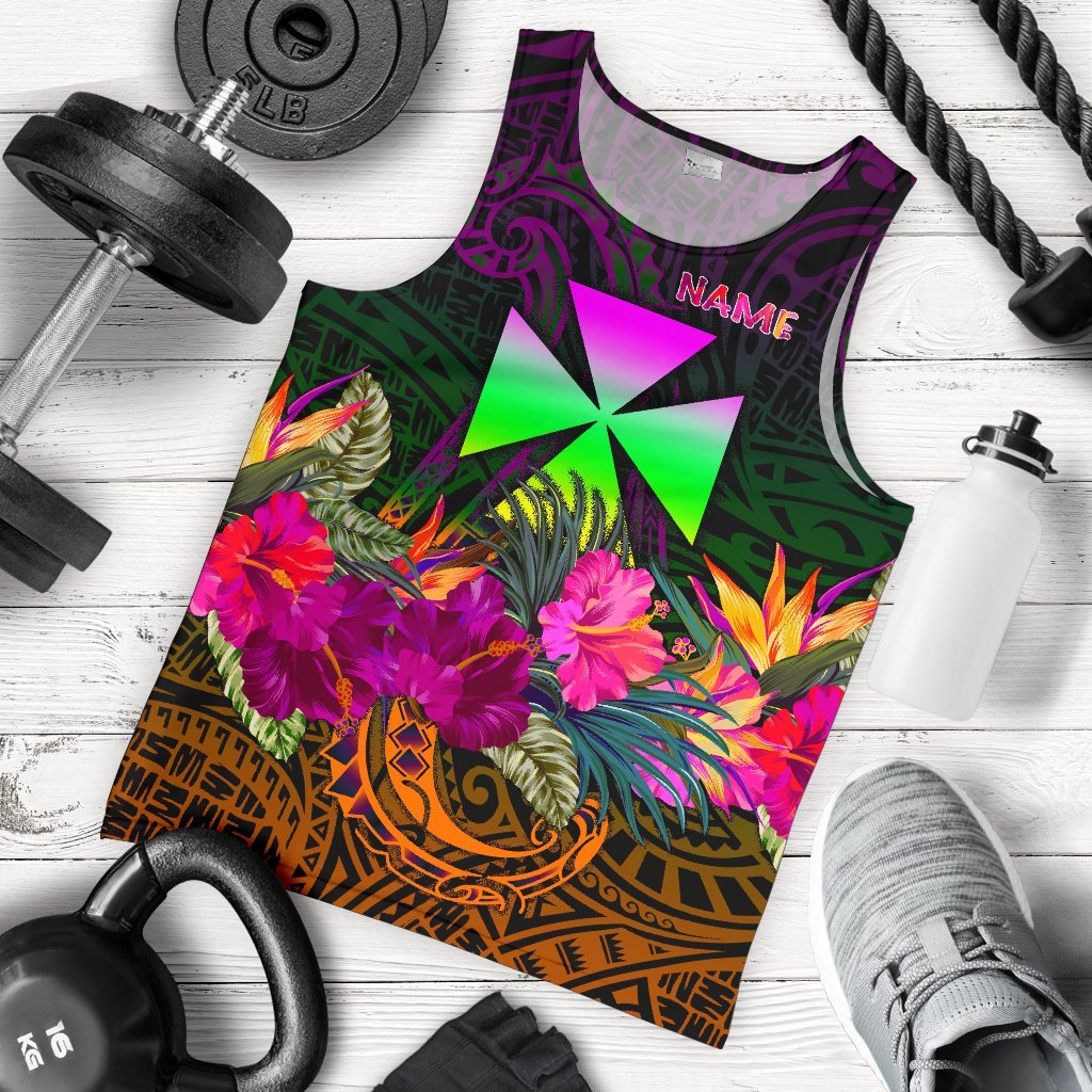 Wallis and Futuna Personalised Men's Tank Top - Summer Hibiscus Reggae - Polynesian Pride