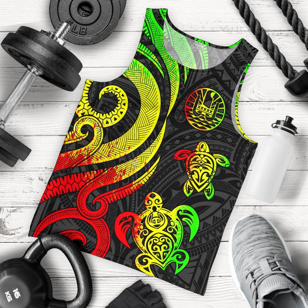 Tahiti Men's Tank Top - Reggae Tentacle Turtle Reggae - Polynesian Pride