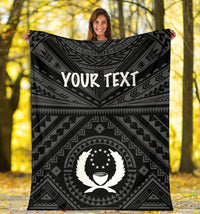Pohnpei Personalised Premium Blanket - Pohnpei Seal With Polynesian Tattoo Style ( Black) - Polynesian Pride