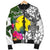 New Caledonia Men's Bomber Jacket White - Turtle Plumeria Banana Leaf - Polynesian Pride