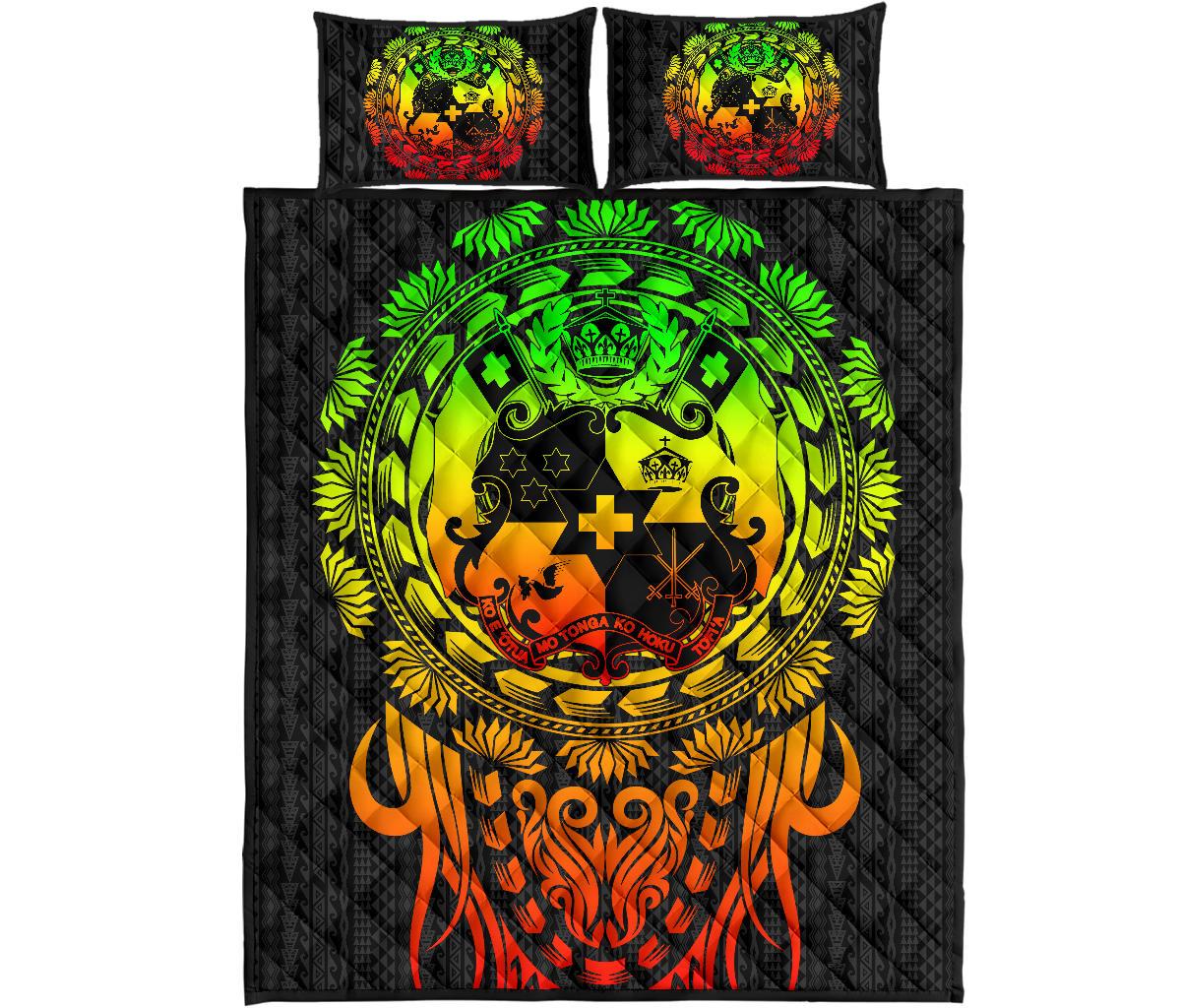 Tonga Polynesian Quilt Bed Set - Tattoo Pattern With Seal Reggae - Polynesian Pride