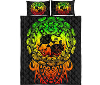 Tonga Polynesian Quilt Bed Set - Tattoo Pattern With Seal Reggae - Polynesian Pride