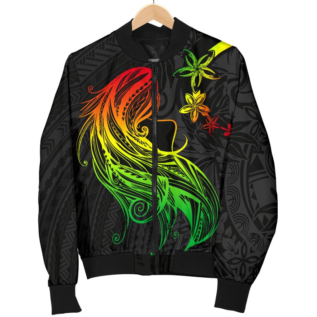Polynesian Hawaii Men Bomber Jacket - Kanaka Maoli Girl Hair Plumeria - Polynesian Pride