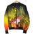 Guam Men's Bomber Jacket - Humpback Whale with Tropical Flowers (Yellow) - Polynesian Pride