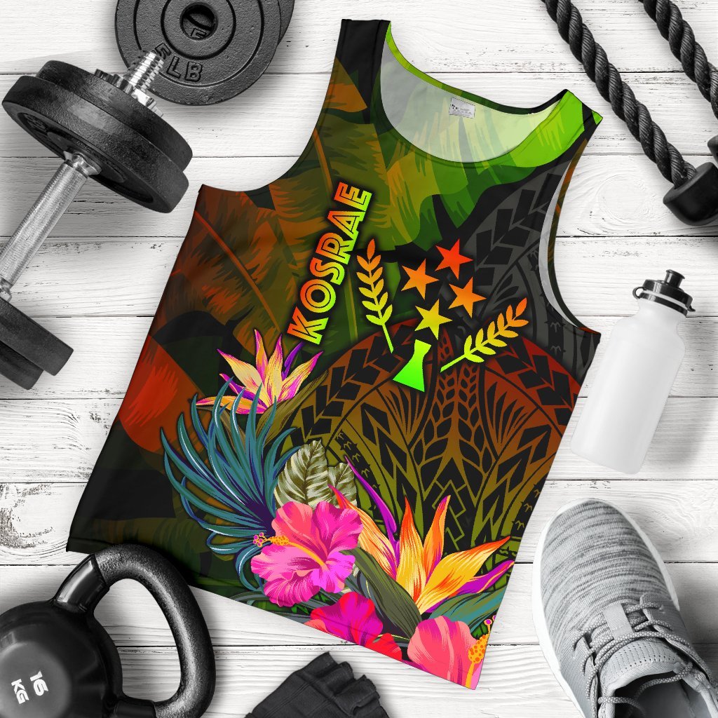 Kosrae Polynesian Men's Tank Top - Hibiscus and Banana Leaves Reggae - Polynesian Pride