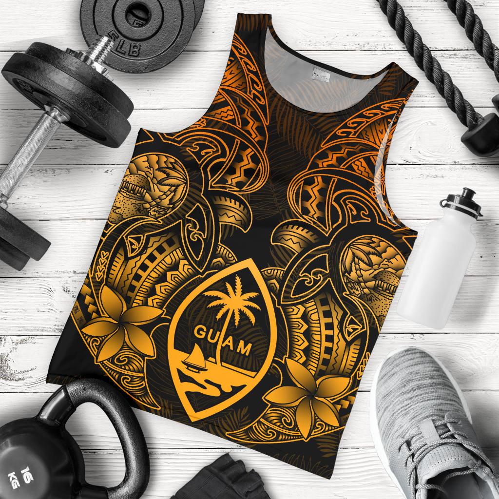 Guam Polynesian Men Tank Top - Gold Turtle Homeland - Polynesian Pride