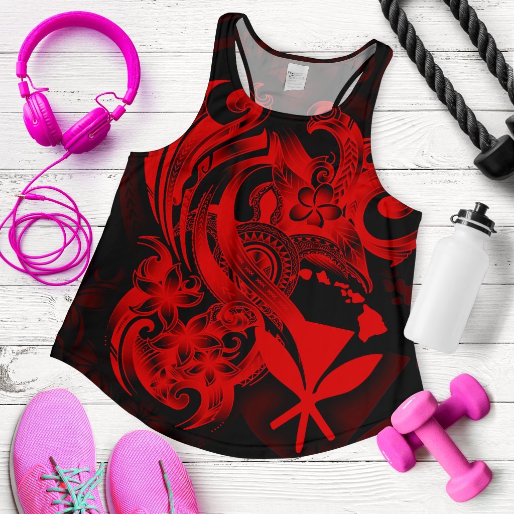 Polynesian Hawaii Women's Racerback Tank - Kanaka Maoli Red Turtle Red - Polynesian Pride