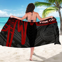 American Samoa Personalised Sarong - Seal With Polynesian Pattern Heartbeat Style (Red) - Polynesian Pride
