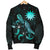 Nauru Polynesian Men's Bomber Jacket - Turtle With Blooming Hibiscus Turquoise - Polynesian Pride