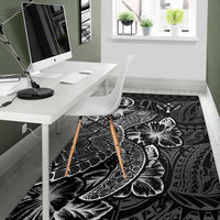 Kosrae Area Rugs Turtle Hibiscus Black - Polynesian Pride