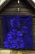 Hawaiian Map Turtle Hibiscus Vintage Polynesian Premium Quilt Blue - Polynesian Pride