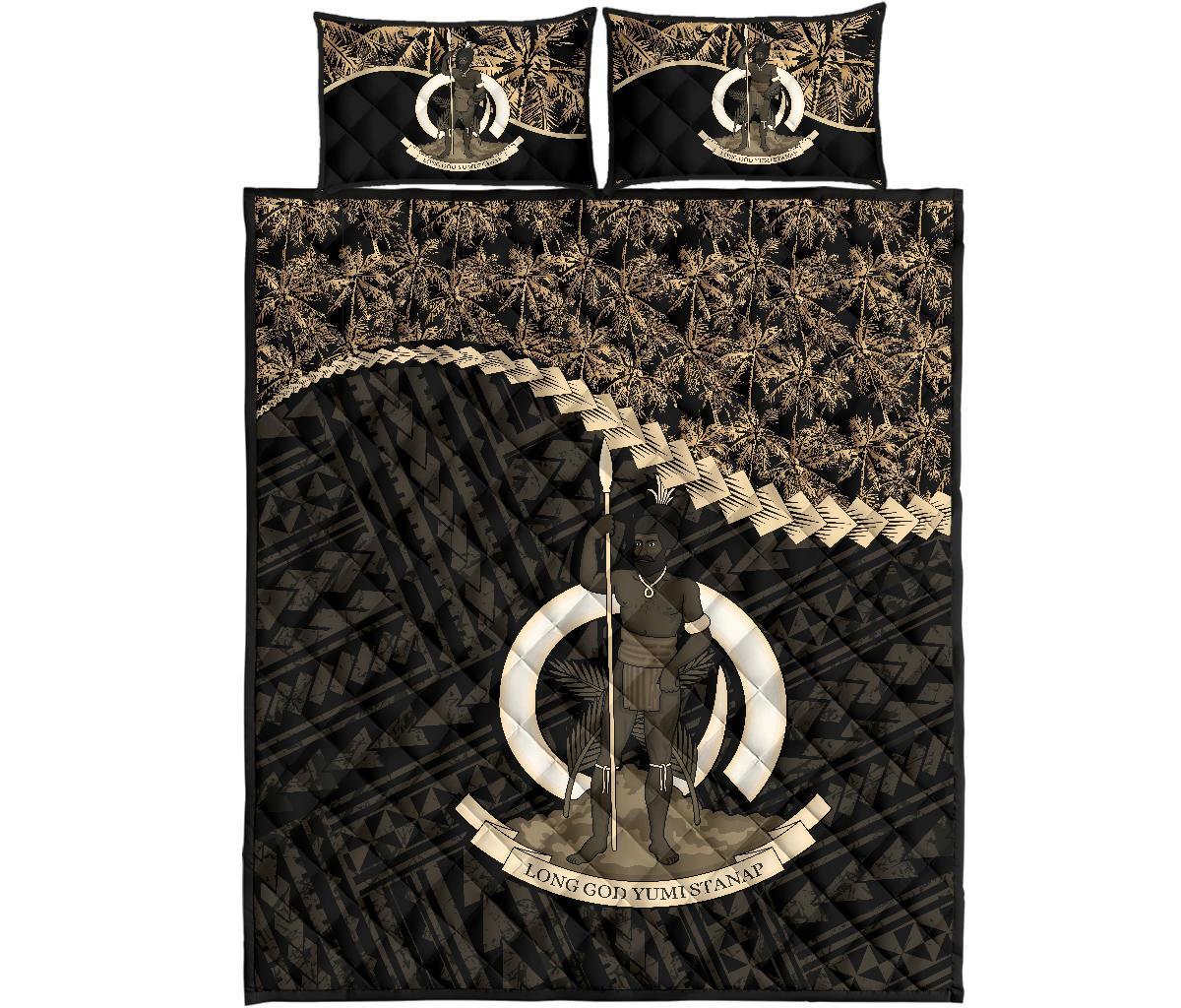 Vanuatu Polynesian Quilt Bed Set Golden Coconut Golden - Polynesian Pride