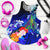 Marshall Islands Women's Racerback Tank - Humpback Whale with Tropical Flowers (Blue) Blue - Polynesian Pride