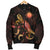 Marshall Islands Polynesian Men's Bomber Jacket - Turtle With Blooming Hibiscus Gold - Polynesian Pride