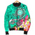 American Samoa Polynesian Men's Bomber Jacket - Turtle Plumeria (Turquoise) - Polynesian Pride