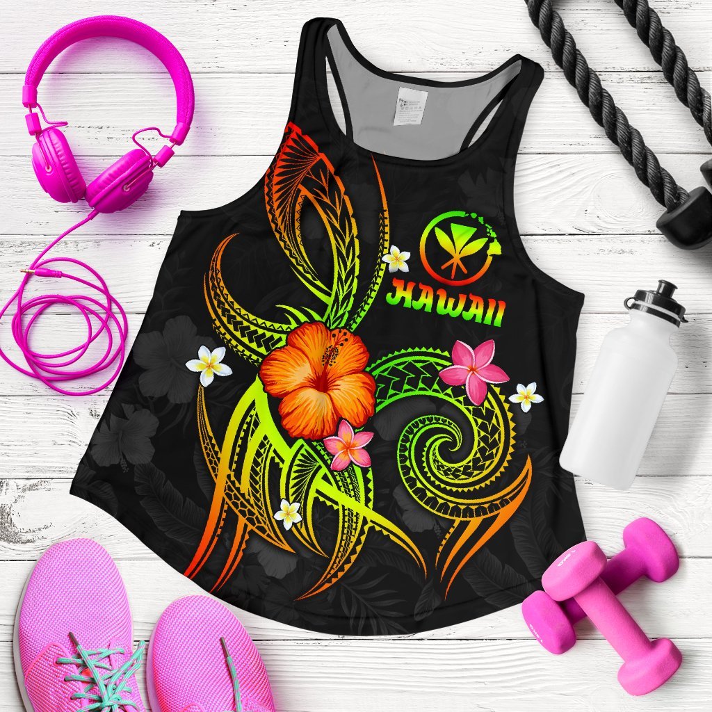 Polynesian Hawaii Women's Racerback Tank - Legend of Kanaka Maoli (Reggae) Art - Polynesian Pride