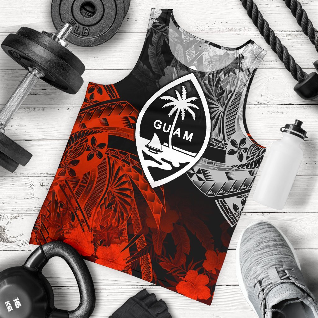 Guam Polynesian Men's Tank Top - Vintage Polynesian Red - Polynesian Pride