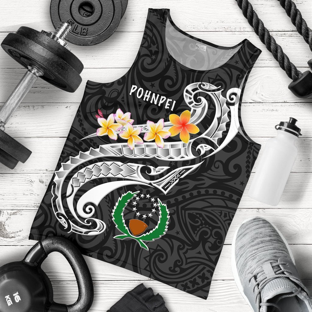 Pohnpei Men's Tank Top - Pohnpei Seal Polynesian Patterns Plumeria (Black) Black - Polynesian Pride