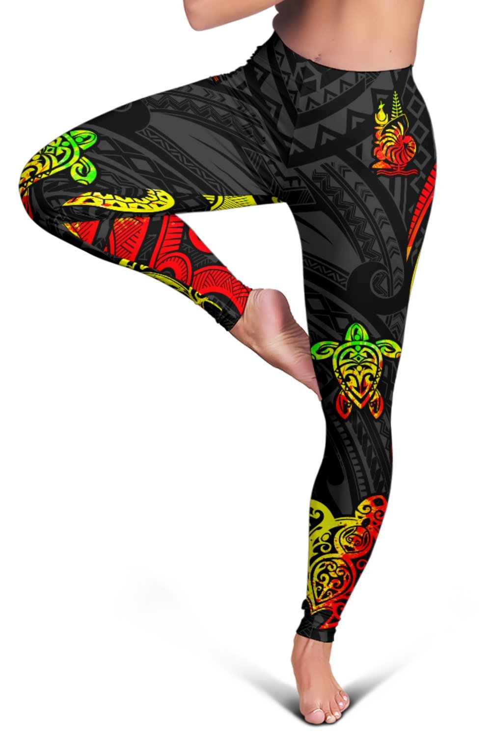 New Caledonia Women's Leggings - Reggae Tentacle Turtle - Polynesian Pride