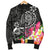 American Samoa Polynesian Men's Bomber Jacket - Turtle Plumeria (Black) - Polynesian Pride