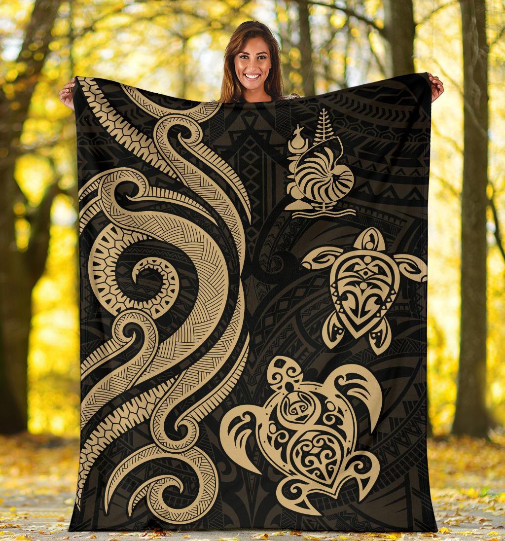 New Caledonia Premium Blanket - Gold Tentacle Turtle - Polynesian Pride