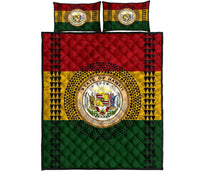 Hawaii Kanaka Maoli Quilt Bed Set Polynesian - Seal Of Hawaii Red - Polynesian Pride