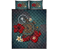 Chuuk Quilt Bed Set - Blue Turtle Tribal Blue - Polynesian Pride