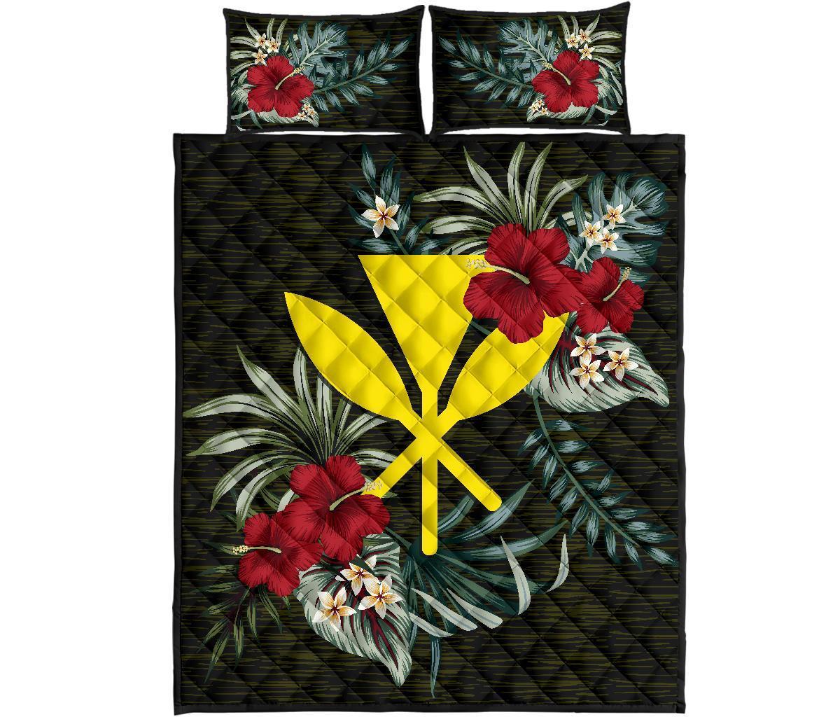 (Hawaiian) Kanaka Maoli Polynesian Quilt Bed Set - Special Hibiscus - Polynesian Pride