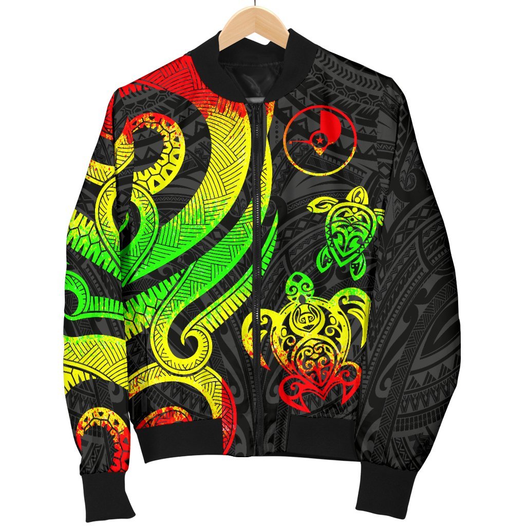 Yap Micronesian Men Bomber Jacket - Reggae Tentacle Turtle - Polynesian Pride