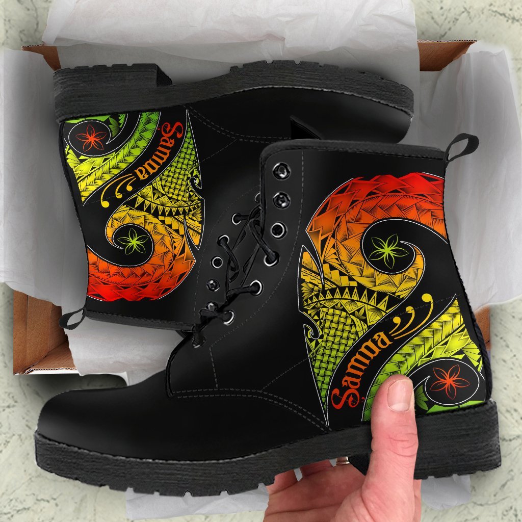 Samoa Leather Boots - Samoa Polynesian Decorative Patterns Reggae - Polynesian Pride