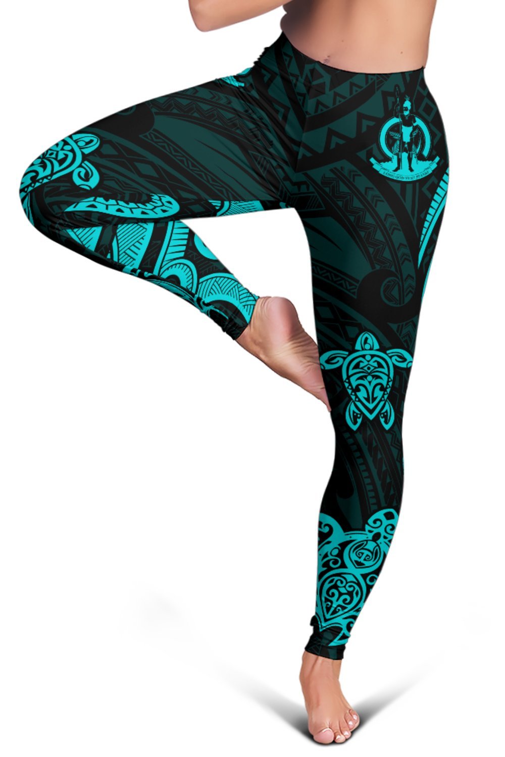 Vanuatu Women's Leggings - Turquoise Tentacle Turtle - Polynesian Pride