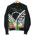 Cook Islands Men's Bomber Jacket - Cook Islands Coat of Arms & Polynesian Tropical Flowers White - Polynesian Pride