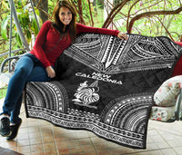 New Caledonia Premium Quilt - New Caledonia Coat Of Arms Polynesian Chief Black Version - Polynesian Pride