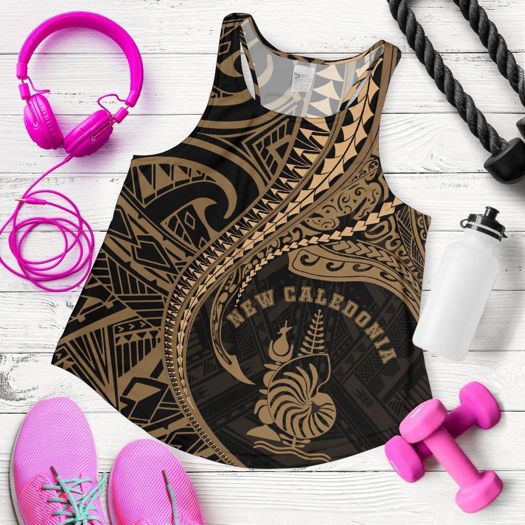 New Caledonia Women's Racerback Tank Kanaloa Tatau Gen NC (Gold) Gold - Polynesian Pride