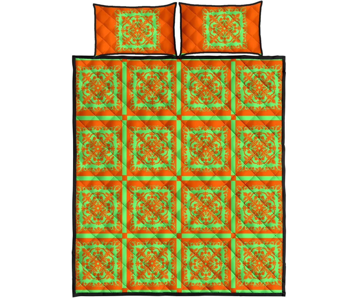 Hawaii Royal Quilt Bed Set - Hill Ver 13 Orange - Polynesian Pride