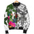 Vanuatu Custom Personalised Men's Bomber Jacket White - Turtle Plumeria Banana Leaf - Polynesian Pride