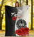 Tahiti Polynesian Premium Blanket - Coat Of Arm With Hibiscus White - Polynesian Pride