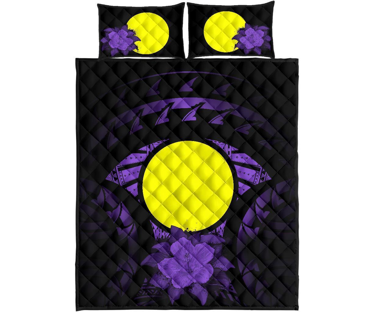 Palau Polynesian Quilt Bed Set Hibiscus Purple - Polynesian Pride