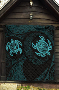 Hawaii Polynesian Turtle Premium Quilt Blue - Polynesian Pride