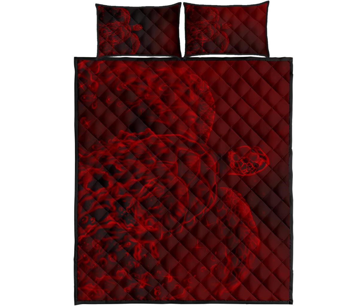 Hawaii Sea Turtle Water Color Travel Galaxy Quilt Bed Set - AH - Red Red - Polynesian Pride