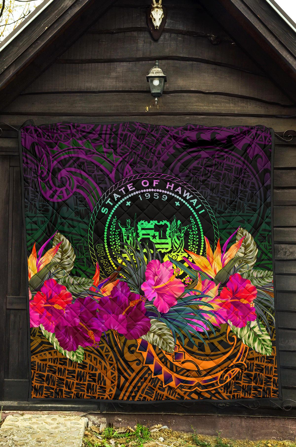 Polynesian Hawaii Premium Quilt - Summer Hibiscus - Polynesian Pride